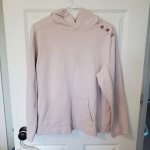 LOFT Light Pink Hoodie with Button Detail